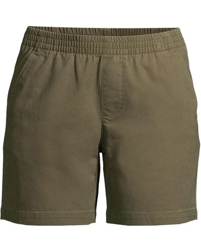 Lands' End Plus Size Pull On 7" Chino Shorts - Green