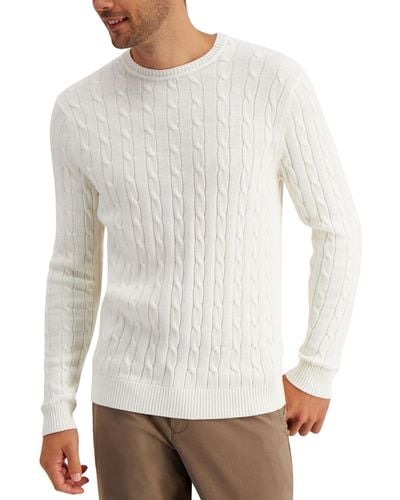 Club Room Cable-knit Cotton Sweater - White