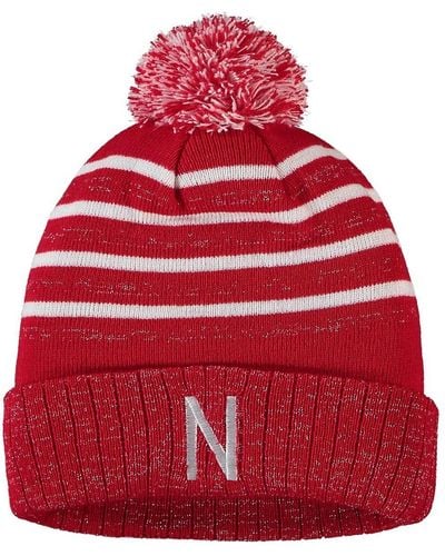 Top Of The World Nebraska Huskers Shimmering Cuffed Knit Hat - Red