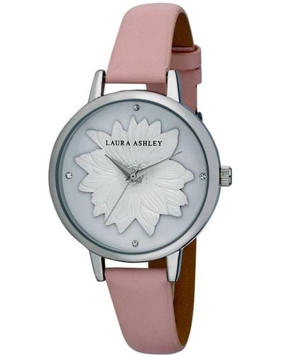 Laura Ashley Flower Dial Polyurethane Strap Watch 38mm - Pink
