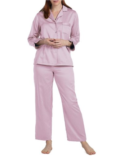 Miss Elaine Notched-collar Pajamas Set - Red