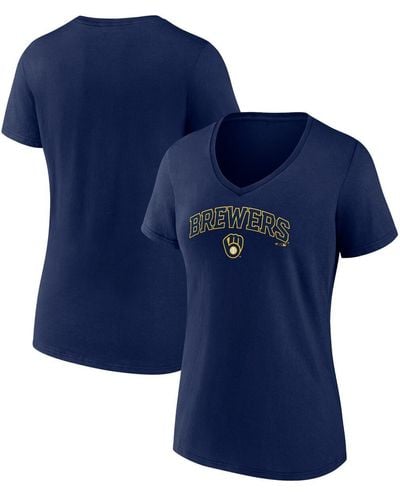 Fanatics Milwaukee Brewers Team Lockup V-neck T-shirt - Blue