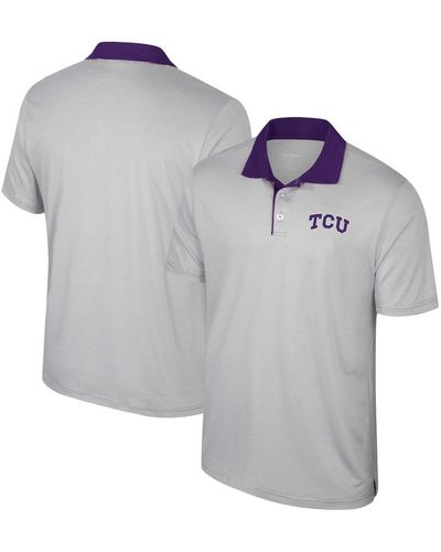 Colosseum Athletics Gray Tcu Horned Frogs Tuck Striped Polo