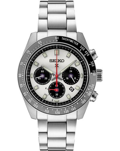 Seiko Chronograph Solar Prospex Speedtimer Stainless Steel Bracelet Watch 41mm - Gray