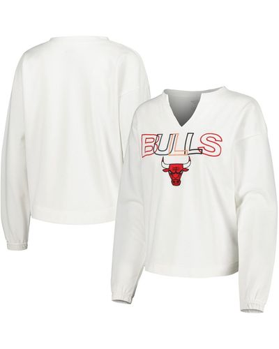 Concepts Sport Chicago Bulls Sunray Notch Neck Long Sleeve T-shirt - White