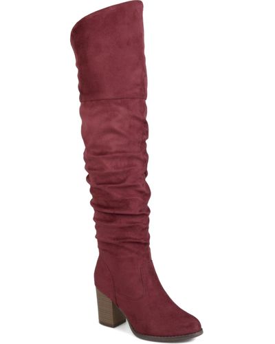 Journee Collection Kaison Wide Calf Boots - Red