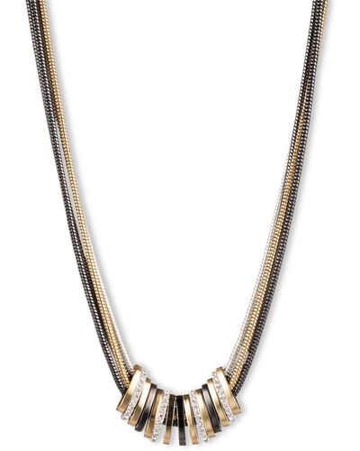 Nine West Tri Tone Frontal Slider Necklace - Metallic