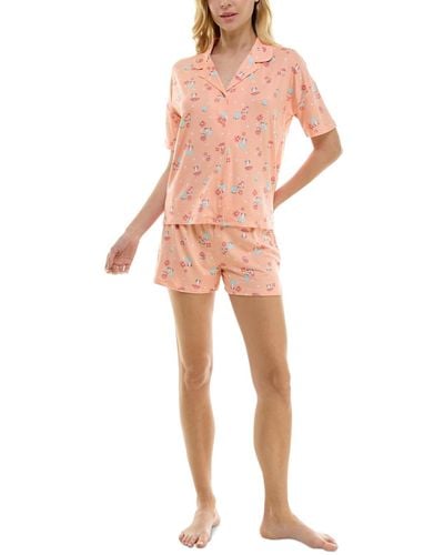 Derek Heart 2-pc. Printed Short Pajamas Set - Pink
