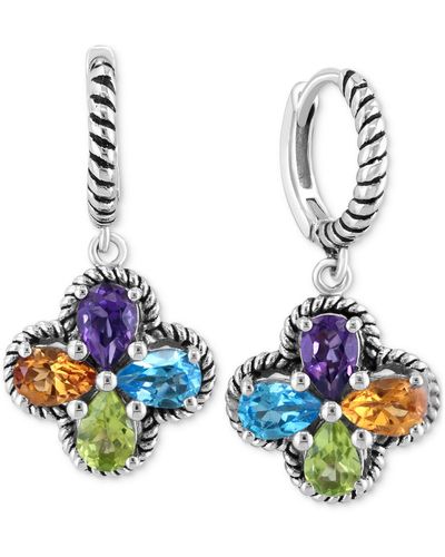 Effy Effy Multi-gemstone Flower Dangle Drop Earrings (3-1/3 Ct. T.w. - Blue