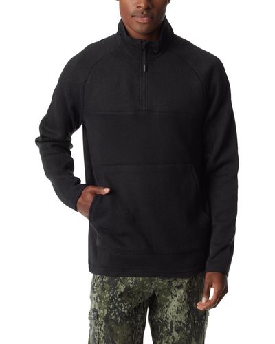 BASS OUTDOOR Quarter-zip Long Sleeve Pullover Sweater - Black
