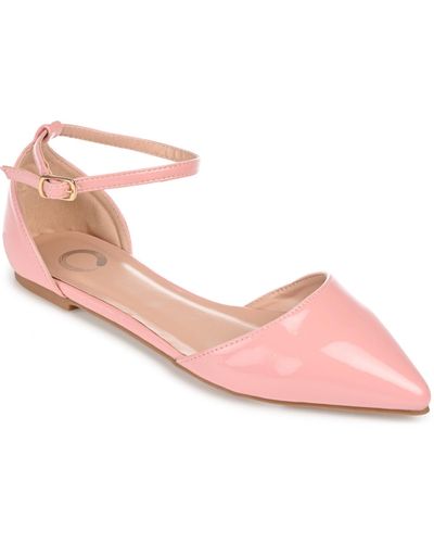 Journee Collection Reba Ankle Strap Pointed Toe Flats - Pink