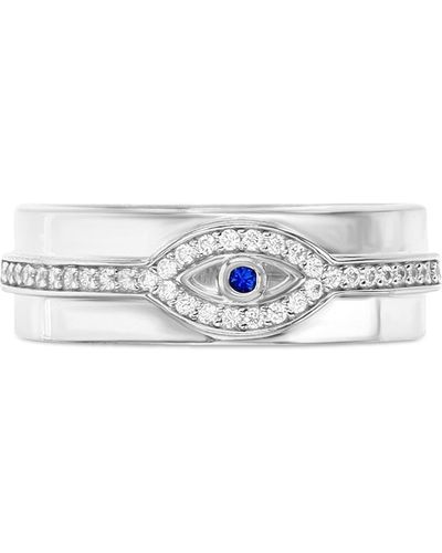 Macy's Cubic Zirconia & Lab Grown Blue Spinel Accent Evil Eye Band - White