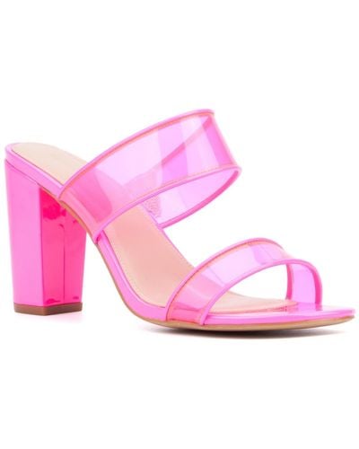 FASHION TO FIGURE Berlynne Block Heel Sandal - Pink