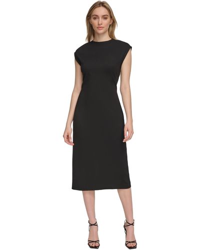 Calvin Klein Lux Ponte Midi Dress - Black