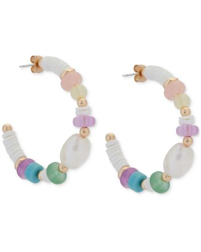 Lucky Brand Tone Multicolor Mixed Stone C-hoop Earrings - Blue