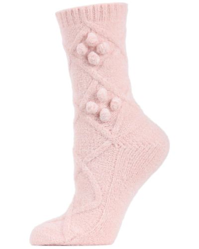 Memoi Blissful Bubble Warm Crew Socks - Pink