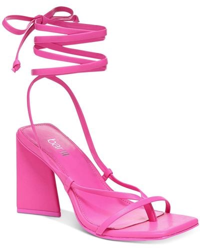 BarIII Alana Tie-up Geo-heel Sandals, Created For Macy's - Pink