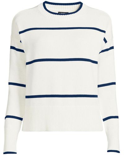Lands' End Drifter Easy Fit Crew Neck Sweater - White