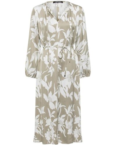 Olsen Long Sleeve Abstract Floral Print Dress - White