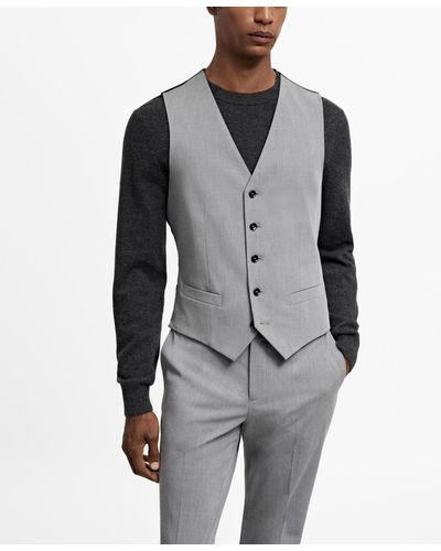 Mango Super Slim-fit Stretch Fabric Suit Vest - Gray