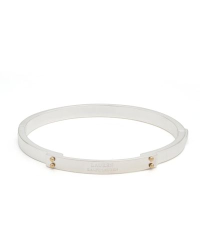 Ralph Lauren Lauren Sterling Silver Bangle And 18k Gold Over Sterling Silver Accent Logo Bangle Bracelet - White