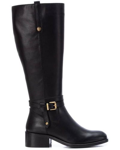 Xti Leather Dress Boots Carmela By - Black