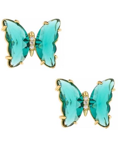 Ettika 18k Gold-plated Color Crystal Butterfly Stud Earrings - Blue