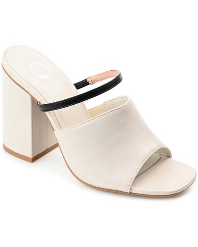 Journee Collection Heiddy Block Heel Sandals - White