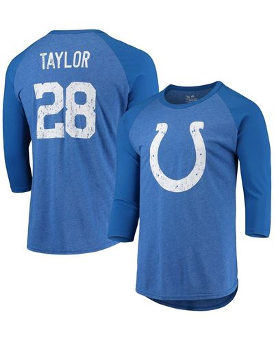 Majestic Threads Jonathan Taylor Indianapolis Colts Name And Number Team Colorway Tri-blend 3/4 Raglan Sleeve Player T-shirt - Blue