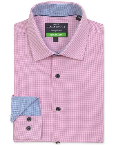 Con.struct Recycled Slim Fit Micro Texture Performance Stretch Cooling Comfort Dress Shirt - Purple
