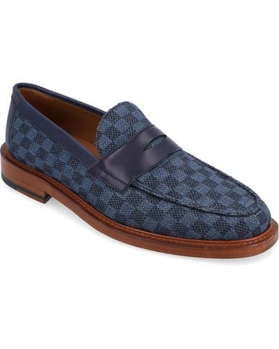 Taft Fitz Jacquard Handcrafted Penny Slip-on Loafers - Blue