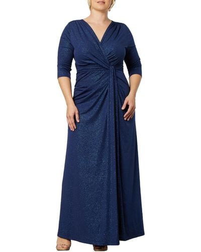 Kiyonna Plus Size Romanced By Moonlight Long Gown - Blue