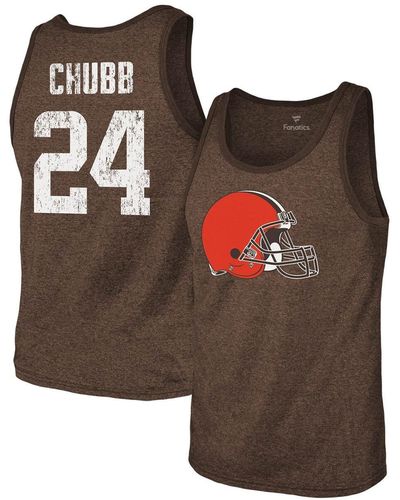 Majestic Threads Nick Chubb Cleveland Browns Name And Number Tri-blend Tank Top