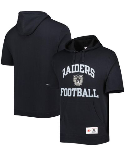 Mitchell & Ness Las Vegas Raiders Washed Short Sleeve Pullover Hoodie - Blue