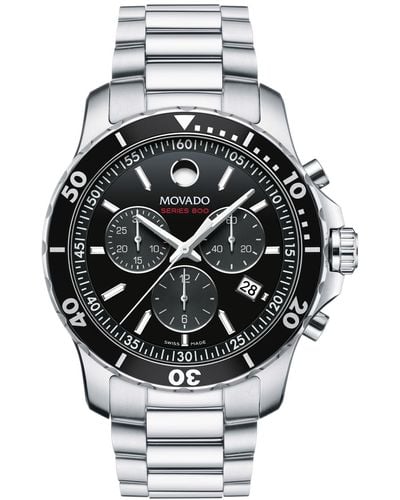 Movado Swiss Chronograph Series 800 Performance Steel Bracelet Diver Watch 42mm - Metallic