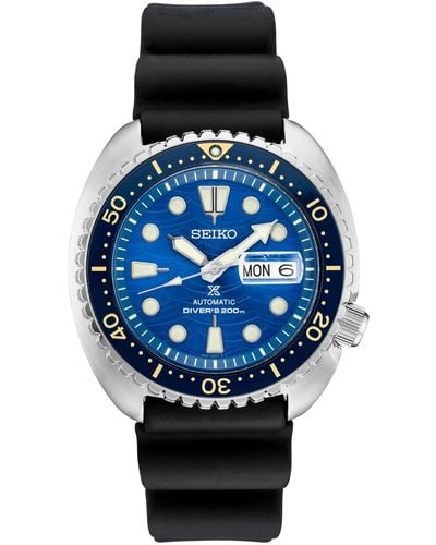 Seiko Automatic Prospex Turtle Silicone Strap Watch 45mm - Black
