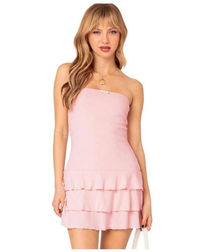 Edikted Saby Ruffle Mini Dress - Pink