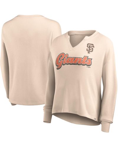 Fanatics Distressed San Francisco Giants Go For It Waffle Knit Long Sleeve Notch Neck T-shirt - Natural