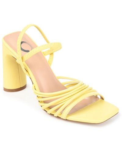 Journee Collection Hera Strappy Block Heel Dress Sandals - Yellow