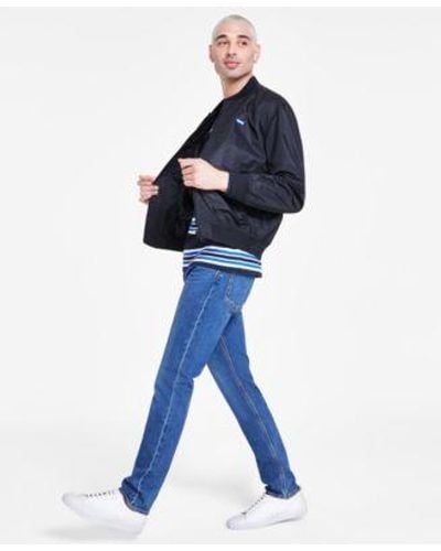 BOSS Hugo By Bomber Jacket Striped Long Sleeve T Shirt Slim Fit Jeans - Blue