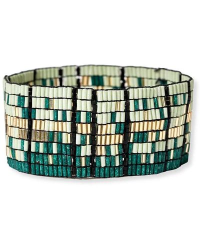 INK+ALLOY Natalia Mixed Luxe Bead Gradient Stretch Bracelet Emerald - Green