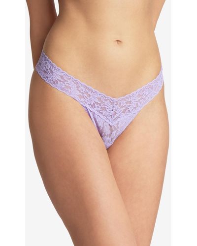 Hanky Panky Signature Lace Low Rise Thong Underwear - Blue