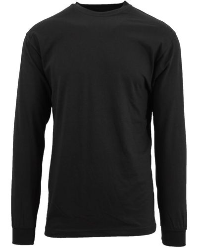 Galaxy By Harvic Egyptian Cotton-blend Long Sleeve Crew Neck Tee - Black