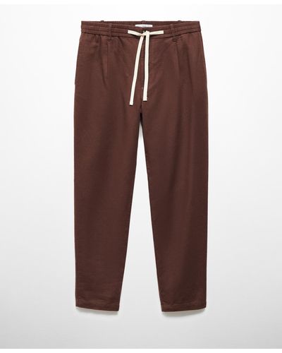Mango Slim-fit Drawstring Pants - Brown