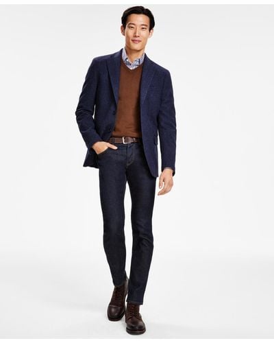 Tommy Hilfiger Modern-fit All Wool Sport Coats - Blue