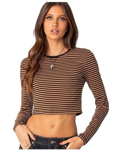 Edikted Montie Striped Long Sleeve T-shirt - Brown