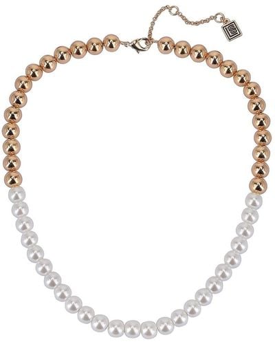 Laundry by Shelli Segal Gold Tone And Pearl Collar Necklace - White