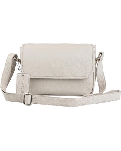 Mancini Pebbled Collection Kimberly Leather Flap Closure Handbag - White