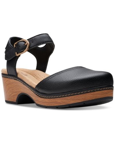 Clarks Paizlee Bay Clog-style Block Heel Platform Shoes - Black