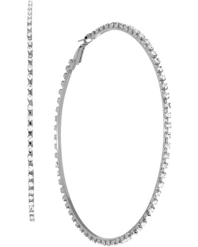 Essentials And Now This Cubic Zirconia Large Skinny Hoop Earrings - White